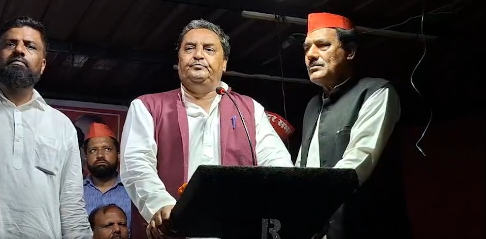 SP MP Javed Ali Khan speaking during a visit to Moradabad SP MP Javed Ali Khan speaking during a visit to Moradabad