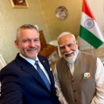 PM Modi and Slovak President Pellegrini shaking hands during meeting PM Modi and Slovak President Pellegrini shaking hands during meeting