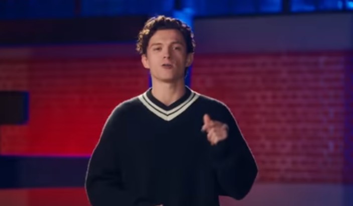 Tom Holland as Spider-Man in Spider-Man Brand New Day trailer action scene Tom Holland as Spider-Man in Spider-Man Brand New Day trailer action scene