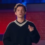 Tom Holland as Spider-Man in Spider-Man Brand New Day trailer action scene Tom Holland as Spider-Man in Spider-Man Brand New Day trailer action scene