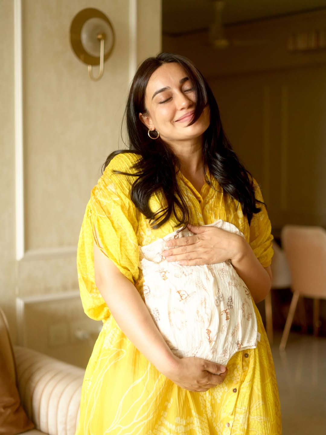 Surbhi Jyoti baby girl holding finger Surbhi Jyoti baby girl holding finger