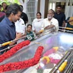 Tamil Nadu Chief Minister Vijay paying tribute to filmmaker Bharathiraja Tamil Nadu Chief Minister Vijay paying tribute to filmmaker Bharathiraja