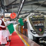 Ahmedabad Gandhinagar Metro train at station Ahmedabad Gandhinagar Metro train at station