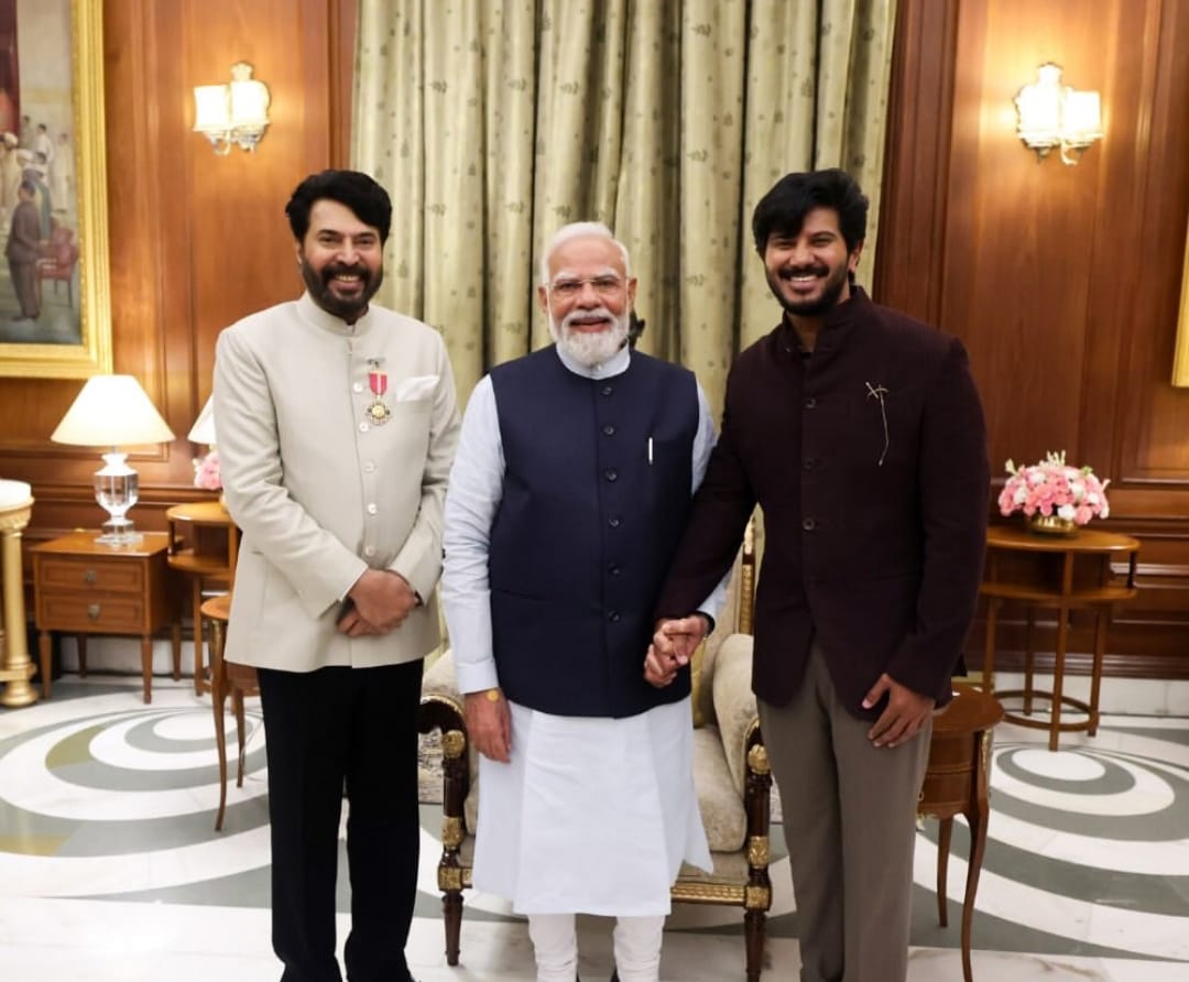 Dulquer Salmaan with PM Modi and family at Padma Awards ceremony Dulquer Salmaan with PM Modi and family at Padma Awards ceremony