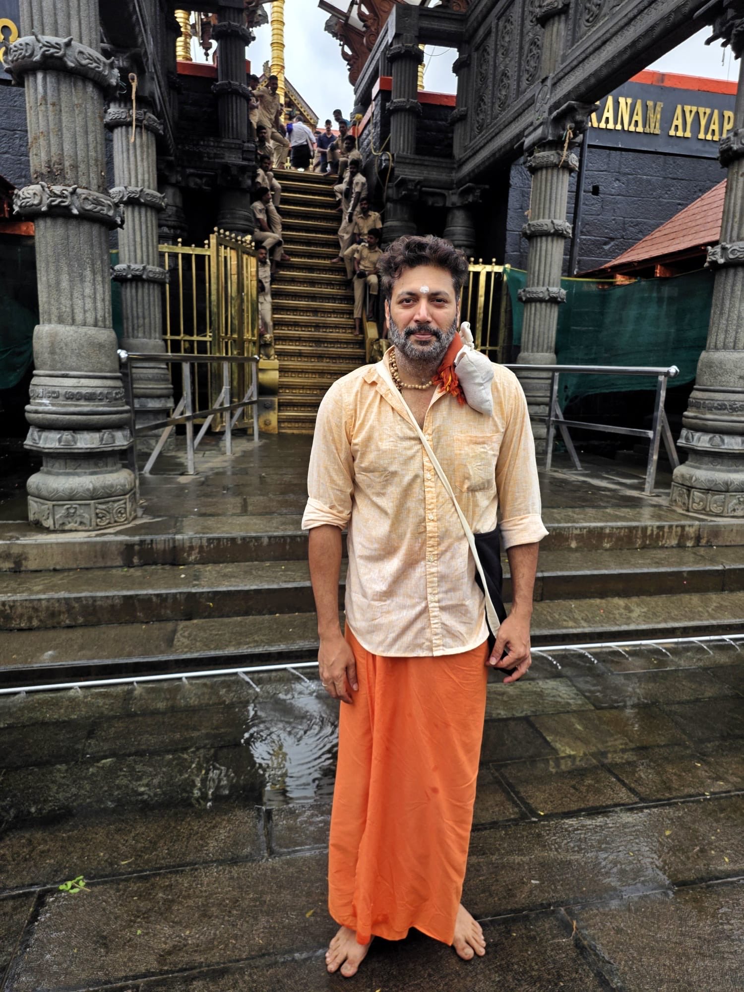 Ravi Mohan Sabarimala trip photo with spiritual caption Ravi Mohan Sabarimala trip photo with spiritual caption