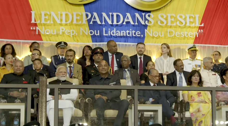PM Modi clapping at Seychelles National Day celebrations as Guest of Honour PM Modi clapping at Seychelles National Day celebrations as Guest of Honour