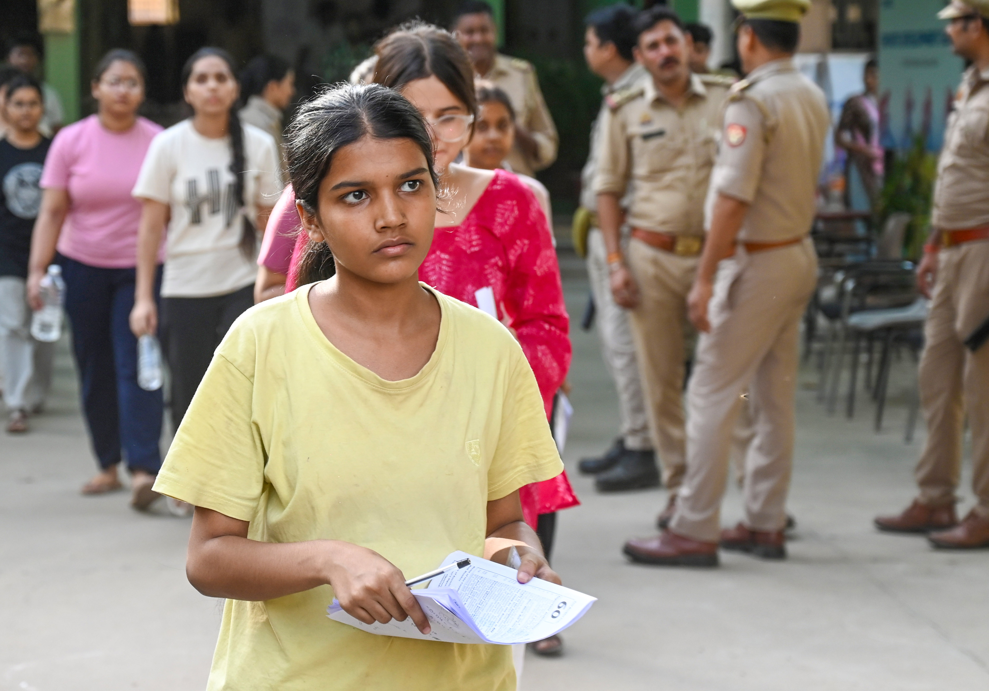 NEET-UG 2026 examination centre with students and invigilators NEET-UG 2026 examination centre with students and invigilators