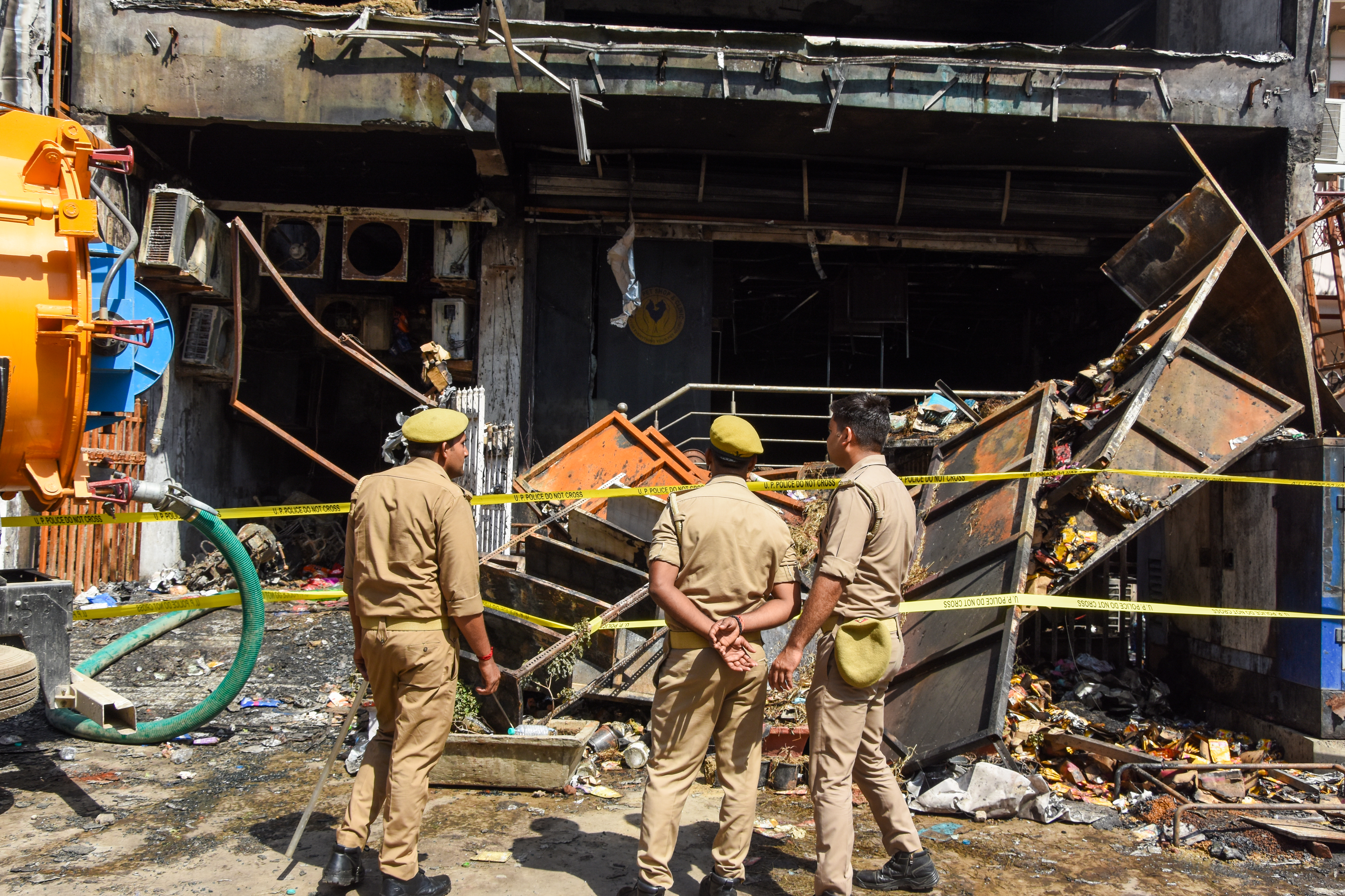 Sealed coaching centre entrance after fire safety inspection in Noida Sealed coaching centre entrance after fire safety inspection in Noida