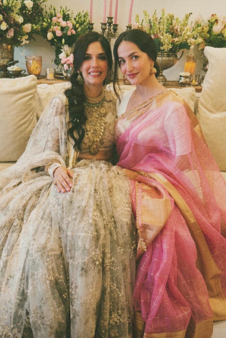 Elli AvrRam posing with Aamir Khan's bride Gauri Spratt at their wedding Elli AvrRam posing with Aamir Khan's bride Gauri Spratt at their wedding