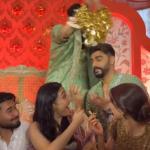 Arjun Kapoor holding a wedding kaleera with a broad smile during Anshula Kapoor's ceremony Arjun Kapoor holding a wedding kaleera with a broad smile during Anshula Kapoor's ceremony