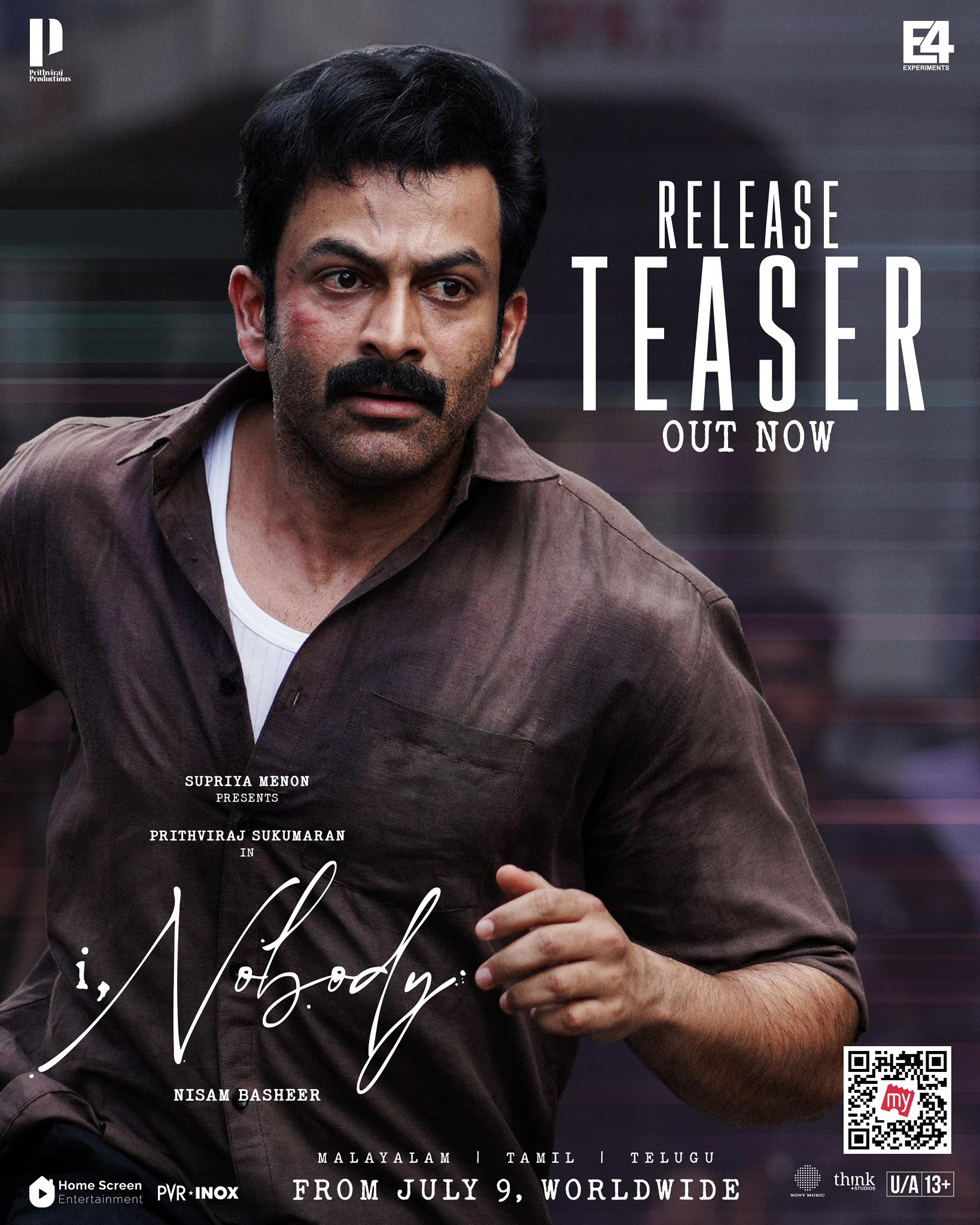 I Nobody release teaser Prithviraj movie poster I Nobody release teaser Prithviraj movie poster