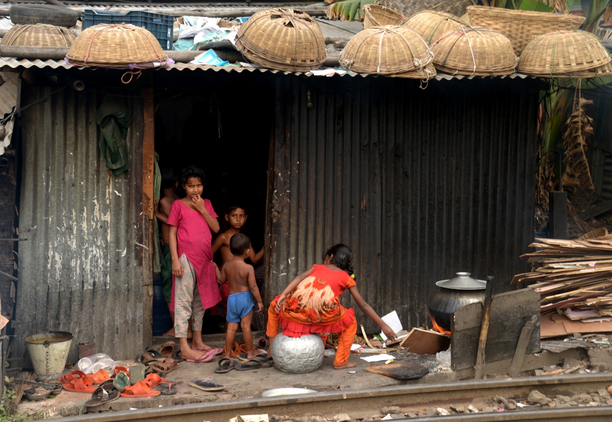Chinese vloggers filming narrow lanes in Bangladesh slums Chinese vloggers filming narrow lanes in Bangladesh slums