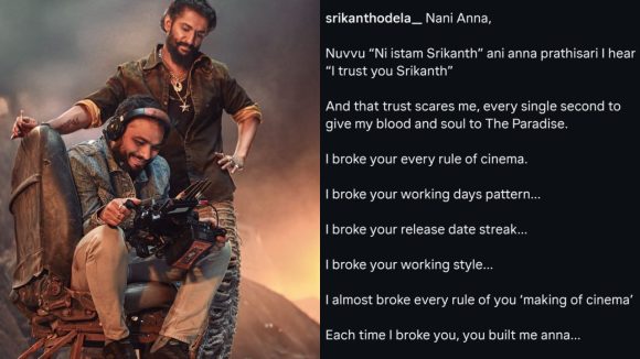 Srikanth Odela's Emotional Birthday Post for Nani: "Your Trust Instilled Awe!" Srikanth Odela's Emotional Birthday Post for Nani: "Your Trust Instilled Awe!"