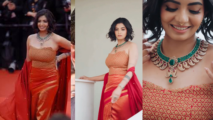 కాన్స్ లో కంచి పట్టు చీరలో హీరోయిన్, సిందూరం శారీలో దిశా మదన్ మెరుపులు కాన్స్ లో కంచి పట్టు చీరలో హీరోయిన్, సిందూరం శారీలో దిశా మదన్ మెరుపులు