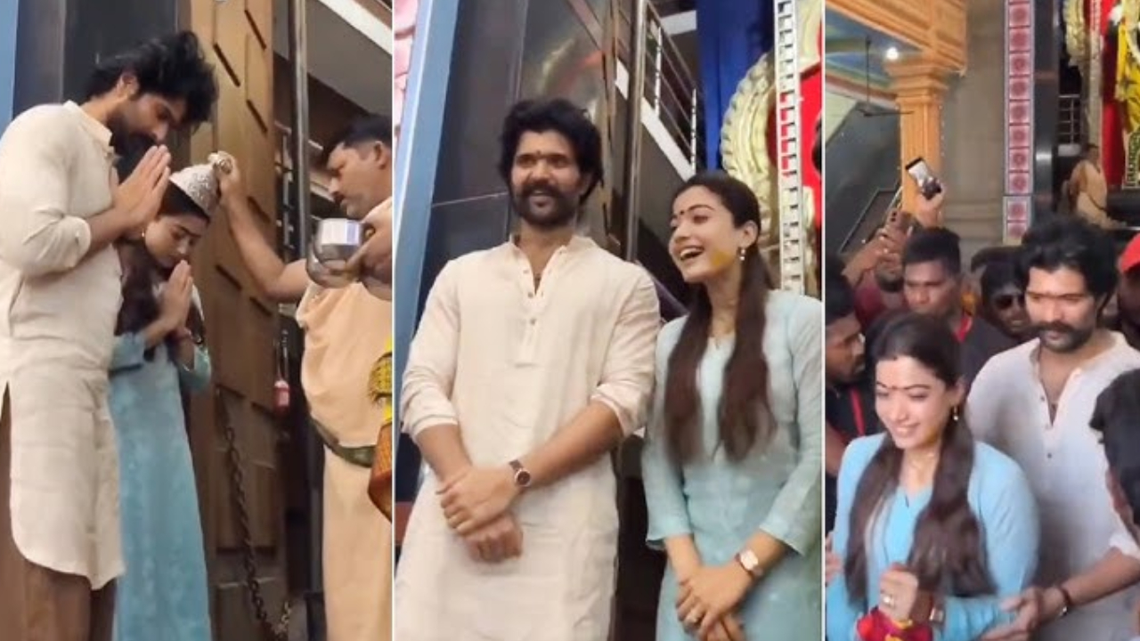 Vijay Deverakonda & Rashmika Create Stir in Anantapur: Temple Visit & 'Ranabali' Shoot Vijay Deverakonda & Rashmika Create Stir in Anantapur: Temple Visit & 'Ranabali' Shoot