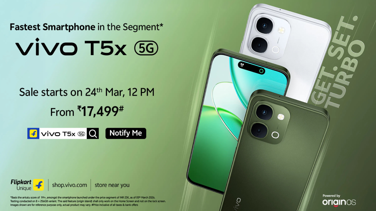 Vivo T5x 5G సంచలనం: 7200mAh బ్యాటరీతో దిమ్మతిరిగే ఫీచర్లు! బడ్జెట్ ధరలో సొంతం చేసుకోండి! Vivo T5x 5G సంచలనం: 7200mAh బ్యాటరీతో దిమ్మతిరిగే ఫీచర్లు! బడ్జెట్ ధరలో సొంతం చేసుకోండి!