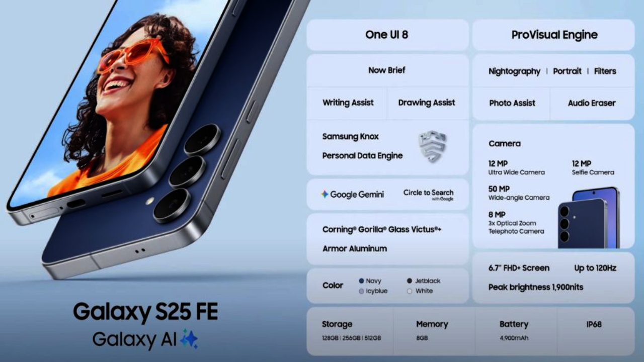 Samsung S25 FE: శాంసంగ్ ఫ్యాన్స్కు పండుగే! రూ.10,000 దిగొచ్చిన ధర! ఇదిగోండి అసలు సిసలు ఆఫర్!! Samsung S25 FE: శాంసంగ్ ఫ్యాన్స్కు పండుగే! రూ.10,000 దిగొచ్చిన ధర! ఇదిగోండి అసలు సిసలు ఆఫర్!!