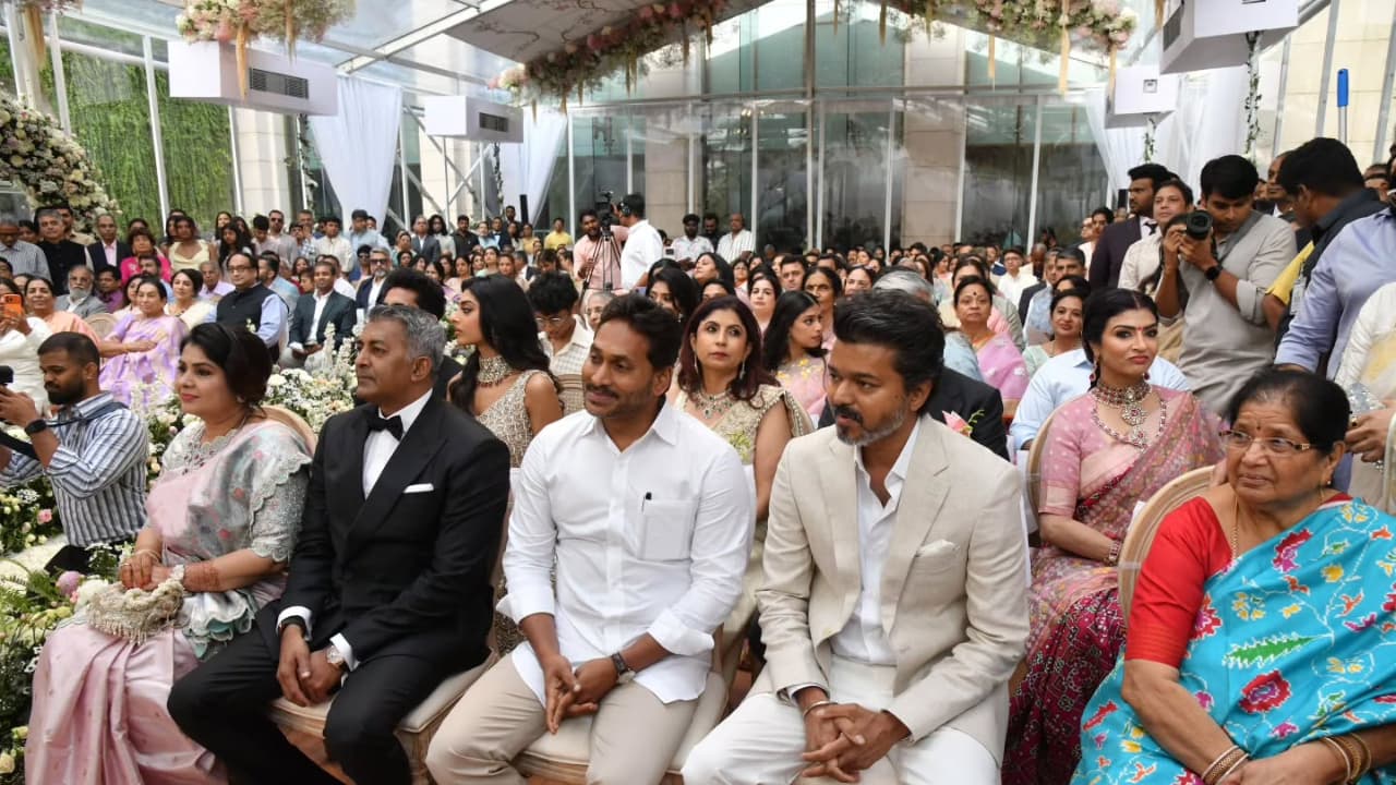 Jagan Mohan Reddy & Thalapathy Vijay's Viral Chennai Wedding Meet Sparks Political Buzz Jagan Mohan Reddy & Thalapathy Vijay's Viral Chennai Wedding Meet Sparks Political Buzz