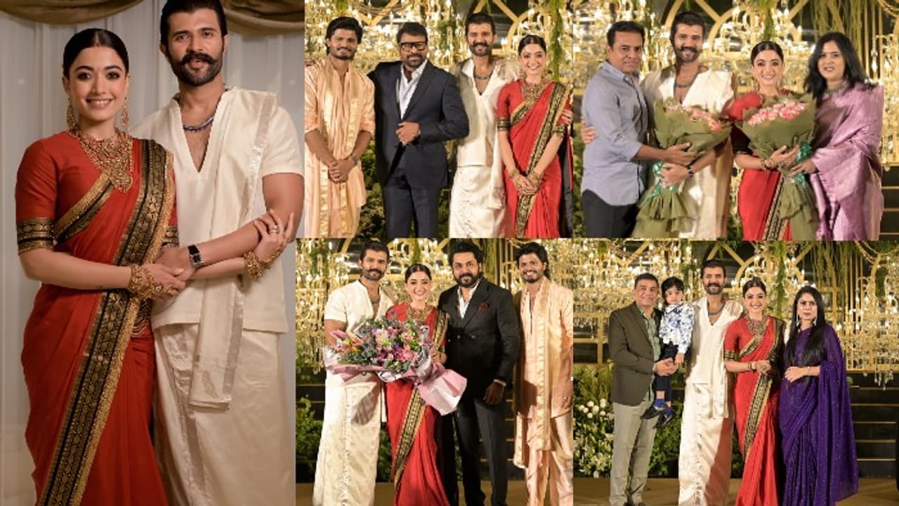 Vijay & Rashmika's Hyderabad Reception: Chiru, Nag, KTR & More Stars Dazzle! Vijay & Rashmika's Hyderabad Reception: Chiru, Nag, KTR & More Stars Dazzle!