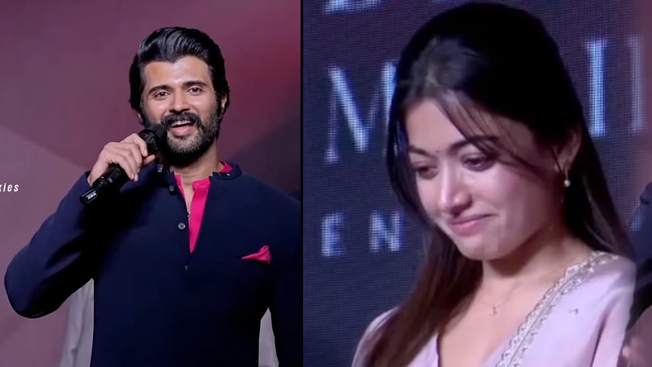 Vijay Deverakonda's Emotional Speech Makes Rashmika Mandanna Cry Tears of Joy Vijay Deverakonda's Emotional Speech Makes Rashmika Mandanna Cry Tears of Joy