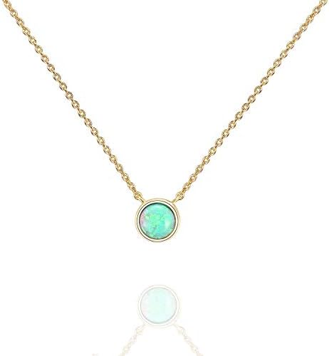 PAVOI 14K Gold Plated Created Opal Necklace | Opal Necklaces for Women PAVOI 14K Gold Plated Created Opal Necklace | Opal Necklaces for Women