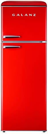 Galanz GLR12TRDEFR Refrigerator, Dual Door Fridge, Adjustable Electrical Thermostat Control with Top Mount Freezer Compartment, Retro Red, 12.0 Cu Ft Galanz GLR12TRDEFR Refrigerator, Dual Door Fridge, Adjustable Electrical Thermostat Control with Top Mount Freezer Compartment, Retro Red, 12.0 Cu Ft