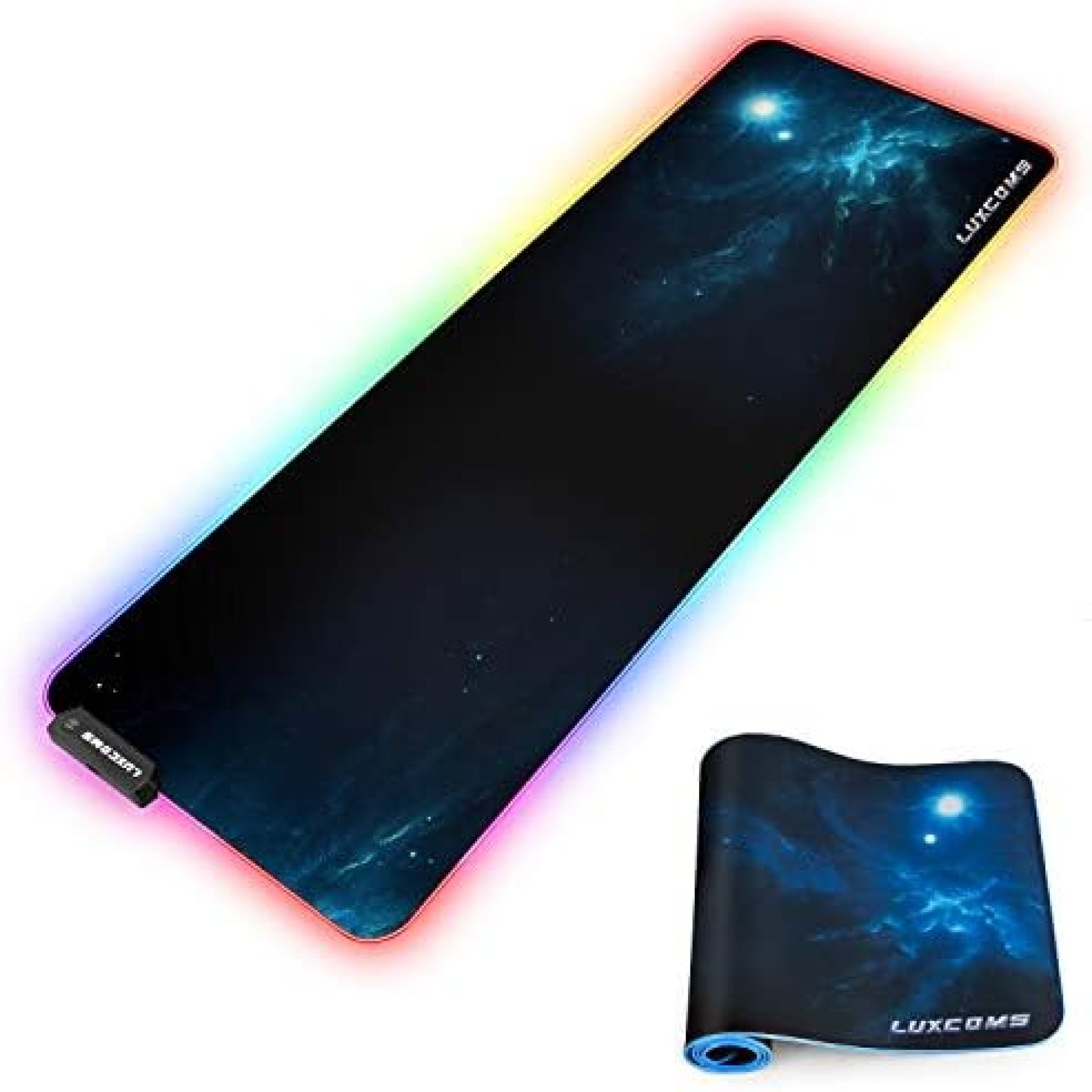 LUXCOMS RGB Soft Gaming Mouse Pad Large, Oversized Glowing Led Extended Mousepad, Non-Slip Rubber Base Computer Keyboard Pad Mat, 31.5X 11.8in LUXCOMS RGB Soft Gaming Mouse Pad Large, Oversized Glowing Led Extended Mousepad, Non-Slip Rubber Base Computer Keyboard Pad Mat, 31.5X 11.8in