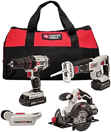 PORTER-CABLE Cordless Drill Combo Kit Power Tool, 4-Tool (PCCK616L4) PORTER-CABLE Cordless Drill Combo Kit Power Tool, 4-Tool (PCCK616L4)