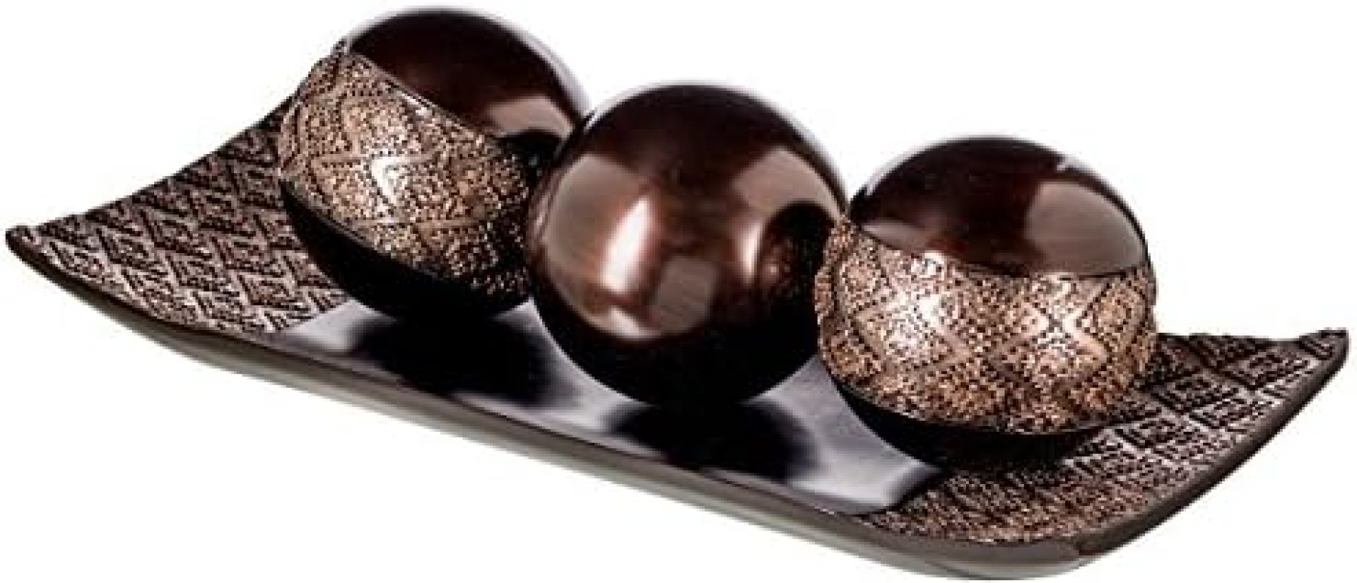Dublin Home Decor Tray and Orbs Balls Set of 3 – Coffee Table Decor Centerpiece Bowl with Spheres House Decorations, Decorative Accents for Living Room or Dining Table, Gift Boxed (Brown) Dublin Home Decor Tray and Orbs Balls Set of 3 – Coffee Table Decor Centerpiece Bowl with Spheres House Decorations, Decorative Accents for Living Room or Dining Table, Gift Boxed (Brown)