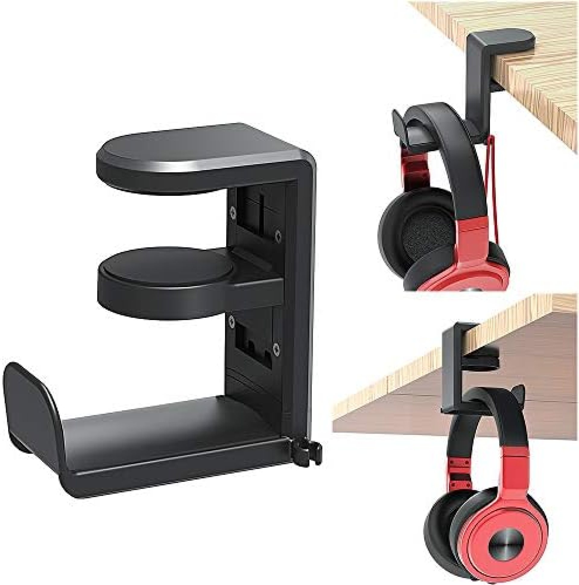 PC Gaming Headset Headphone Hook Holder Hanger Mount, Headphones Stand with Adjustable & Rotating Arm Clamp , Under Desk Design , Universal Fit , Built in Cable Clip Organizer EURPMASK PC Gaming Headset Headphone Hook Holder Hanger Mount, Headphones Stand with Adjustable & Rotating Arm Clamp , Under Desk Design , Universal Fit , Built in Cable Clip Organizer EURPMASK