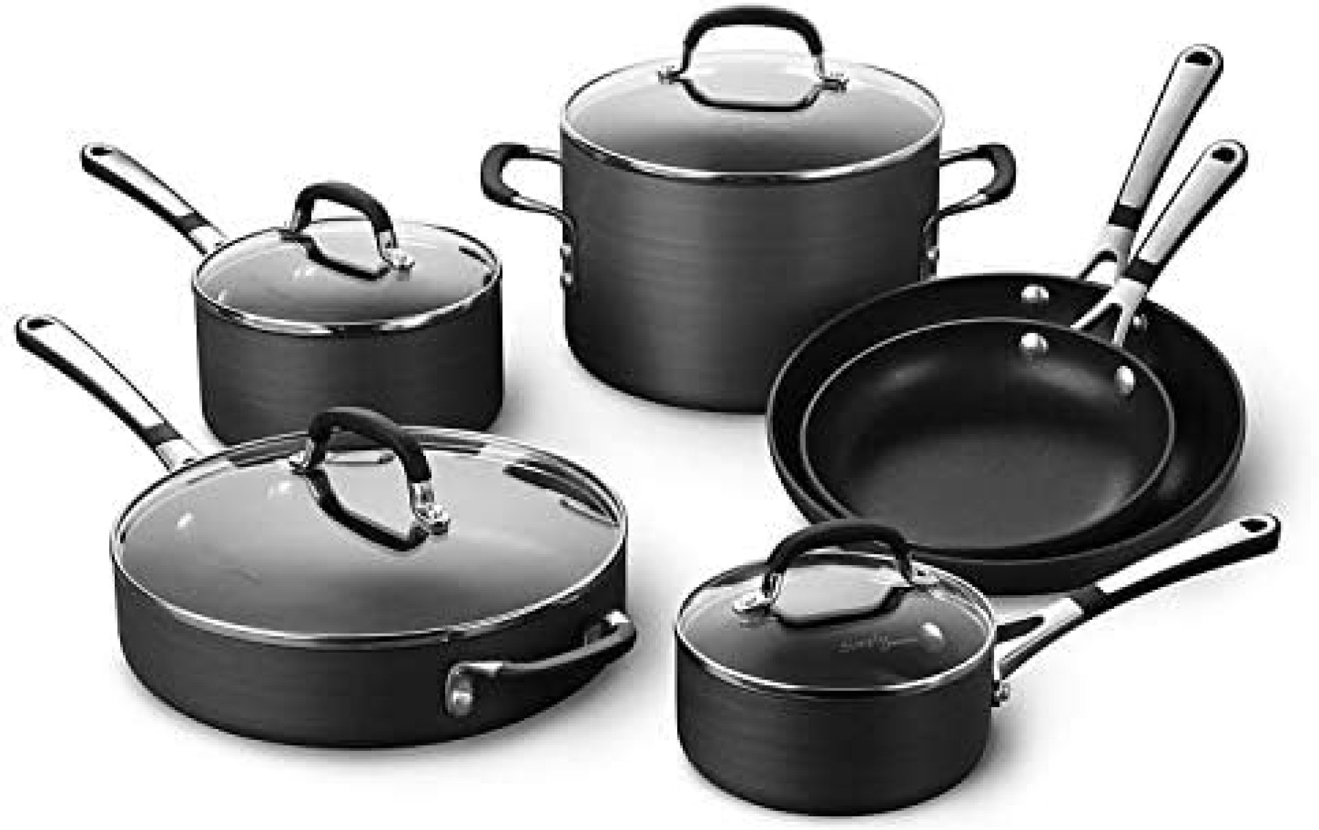 Calphalon Simply Pots and Pans Set, 10 Piece Cookware Set, Nonstick Calphalon Simply Pots and Pans Set, 10 Piece Cookware Set, Nonstick