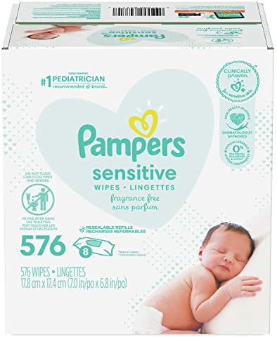 Baby Wipes, Pampers Sensitive Water Based Baby Diaper Wipes, Hypoallergenic and Unscented, 8 Refill Packs (Tub Not Included), 72 each, Pack of 8 (Packaging May Vary) Baby Wipes, Pampers Sensitive Water Based Baby Diaper Wipes, Hypoallergenic and Unscented, 8 Refill Packs (Tub Not Included), 72 each, Pack of 8 (Packaging May Vary)