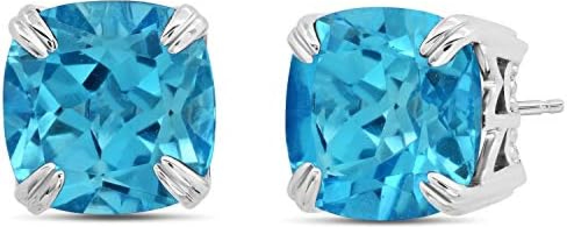 Nicole Miller Fine Jewelry – Sterling Silver with 7mm Cushion Cut Gemstone Stud Earrings Nicole Miller Fine Jewelry – Sterling Silver with 7mm Cushion Cut Gemstone Stud Earrings