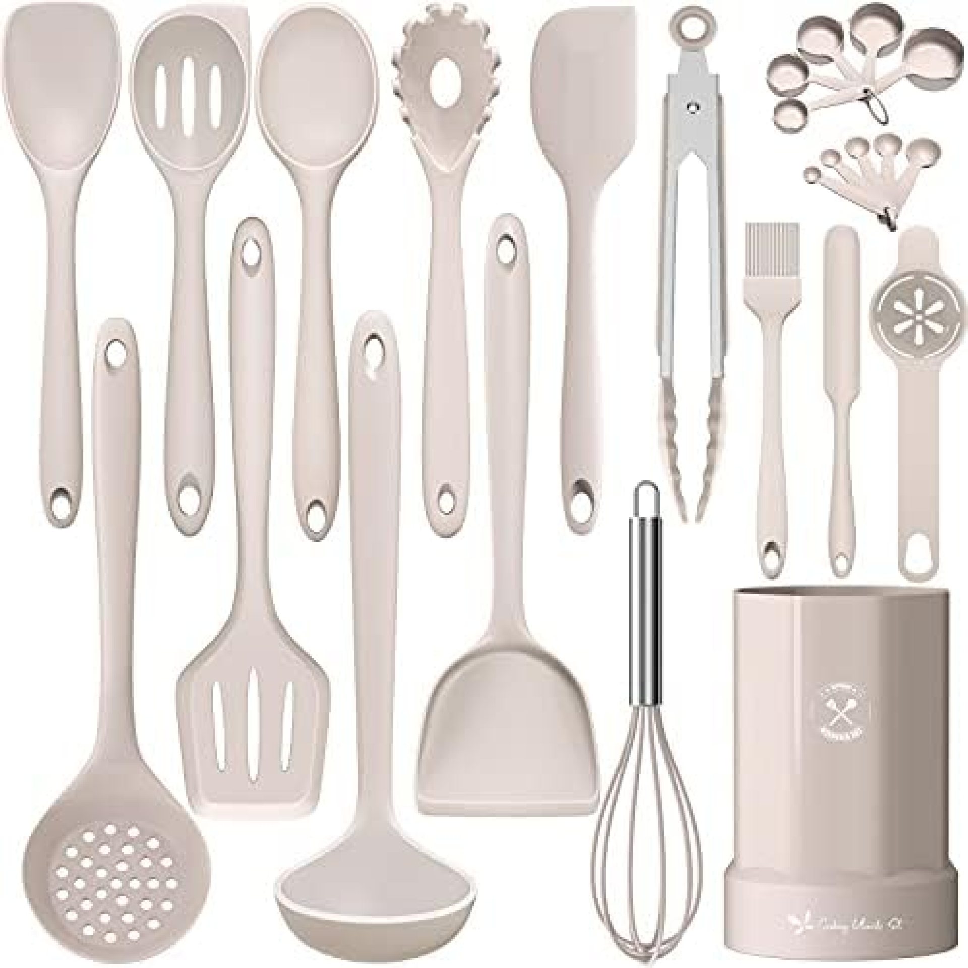 Silicone Kitchen Cooking Utensil Set, Fungun 25 Pcs Kitchen Utensils with Spatula, Spoon, Turner Tongs, Heat Resistant Kitchen Gadgets Tools Set for Nonstick Cookware Khaki (Dishwasher, BPA Free) Silicone Kitchen Cooking Utensil Set, Fungun 25 Pcs Kitchen Utensils with Spatula, Spoon, Turner Tongs, Heat Resistant Kitchen Gadgets Tools Set for Nonstick Cookware Khaki (Dishwasher, BPA Free)