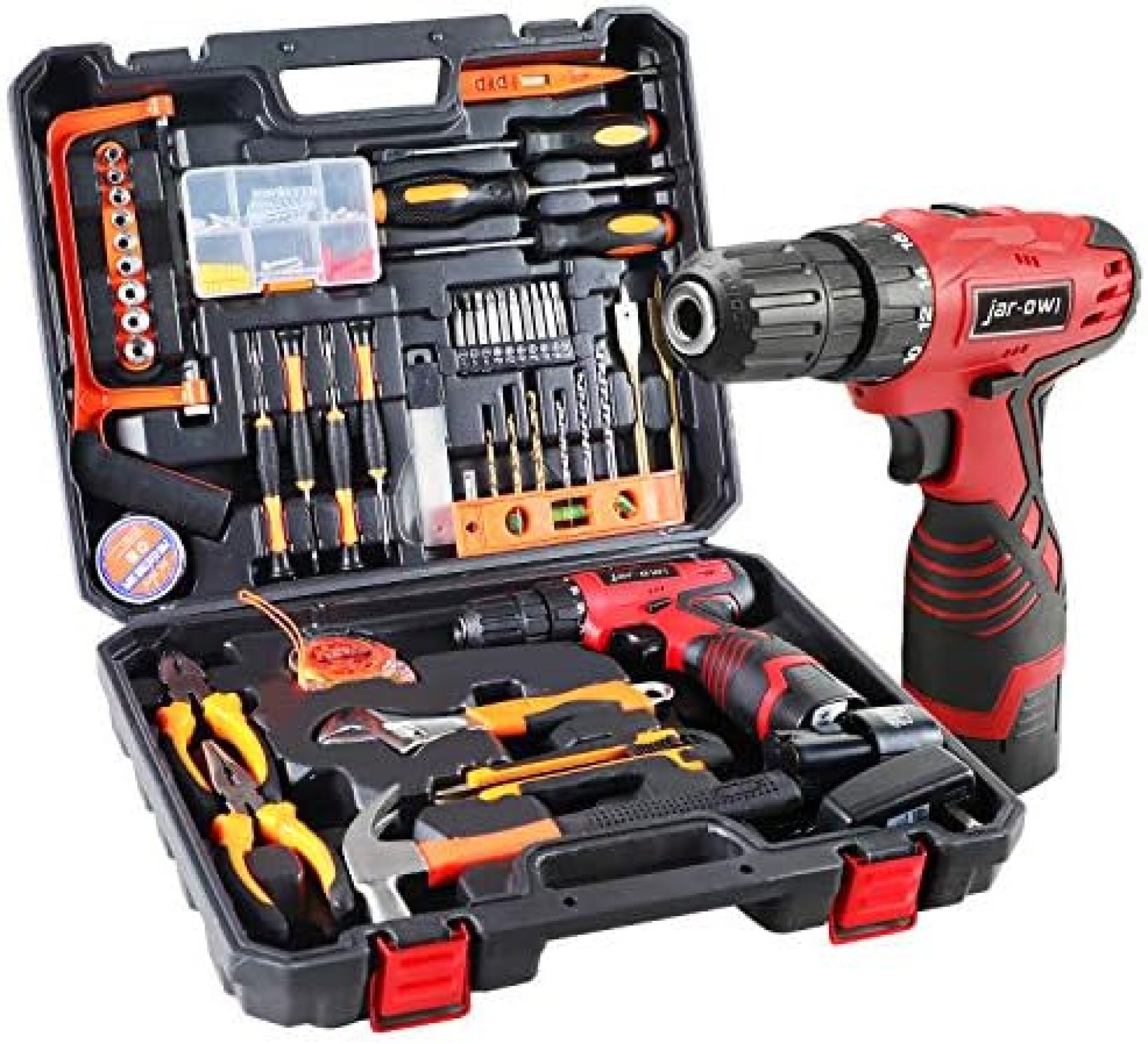 Power Tool Combo Kits, jar-owl Power Tool Set with 16.8V Cordless Drill, Hacksaw, Pliers, Claw-Hammer, Wrench, Box Cutter, Screwdrivers, Driver Bits and Tape Measure in Toolbox Storage Case Power Tool Combo Kits, jar-owl Power Tool Set with 16.8V Cordless Drill, Hacksaw, Pliers, Claw-Hammer, Wrench, Box Cutter, Screwdrivers, Driver Bits and Tape Measure in Toolbox Storage Case