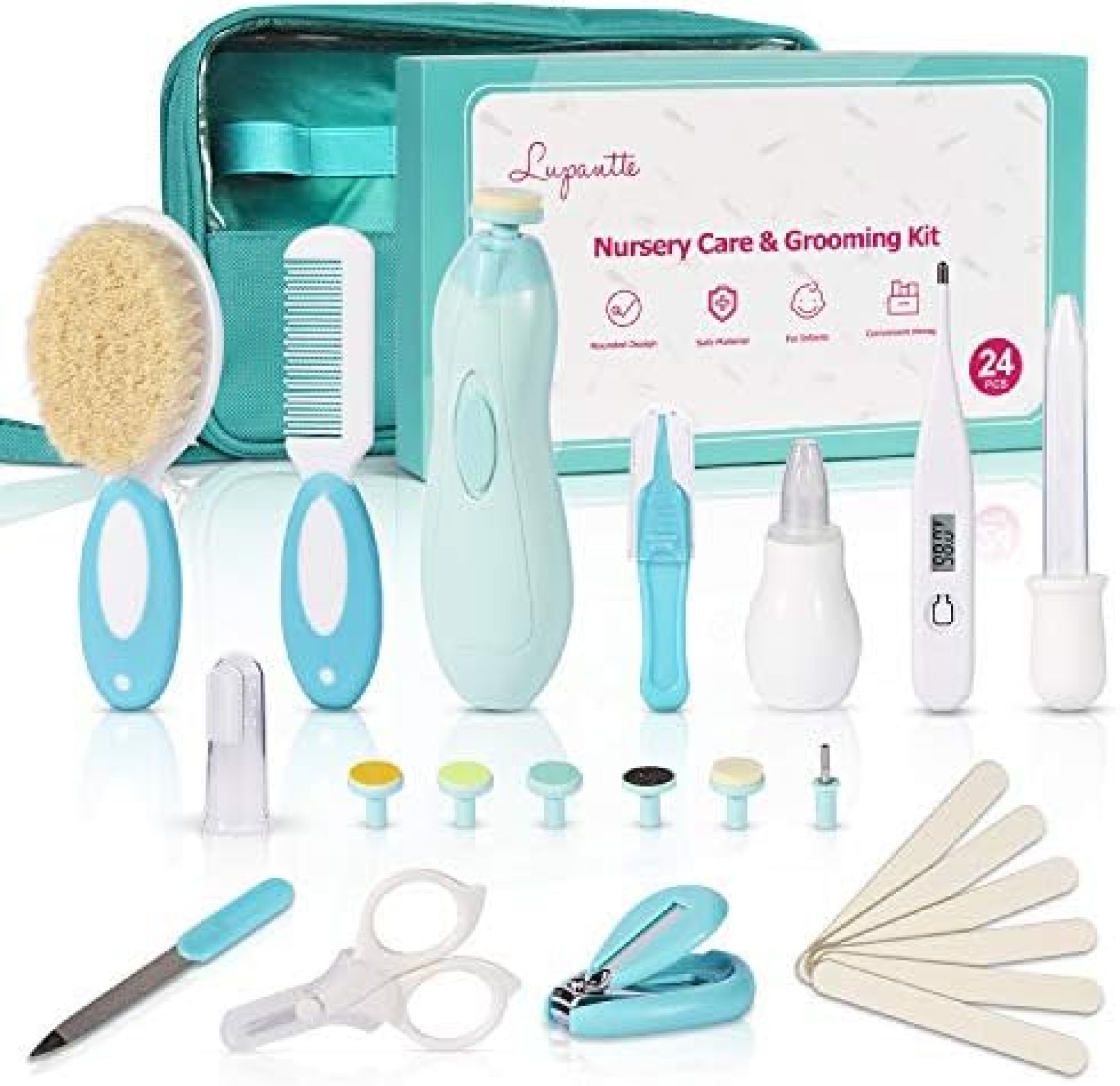 24 in 1 Baby Healthcare and Grooming Kit Baby Electric Nail Trimmer Set Lupantte Nursery Care Kit, Toddler Nail Clippers, Medicine Dispenser, Infant Comb, Brush, etc. Baby Care Products (Green) 24 in 1 Baby Healthcare and Grooming Kit Baby Electric Nail Trimmer Set Lupantte Nursery Care Kit, Toddler Nail Clippers, Medicine Dispenser, Infant Comb, Brush, etc. Baby Care Products (Green)