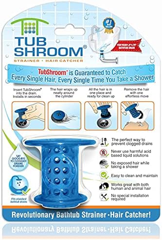 TubShroom Revolutionary Tub Drain Protector Hair Catcher/Strainer/Snare, Blue TubShroom Revolutionary Tub Drain Protector Hair Catcher/Strainer/Snare, Blue