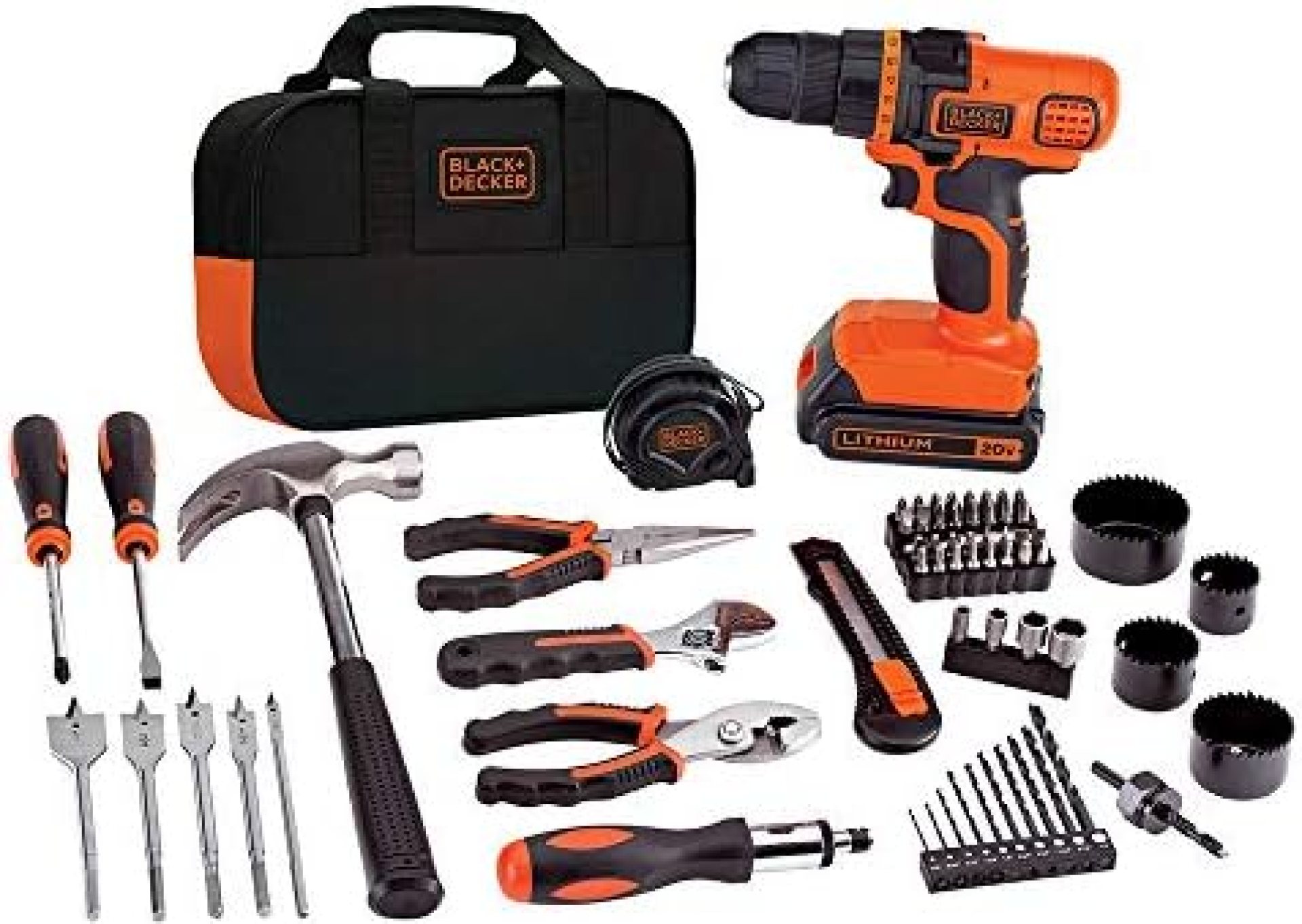 BLACK+DECKER 20V Max Drill & Home Tool Kit, 68 Piece (LDX120PK) BLACK+DECKER 20V Max Drill & Home Tool Kit, 68 Piece (LDX120PK)