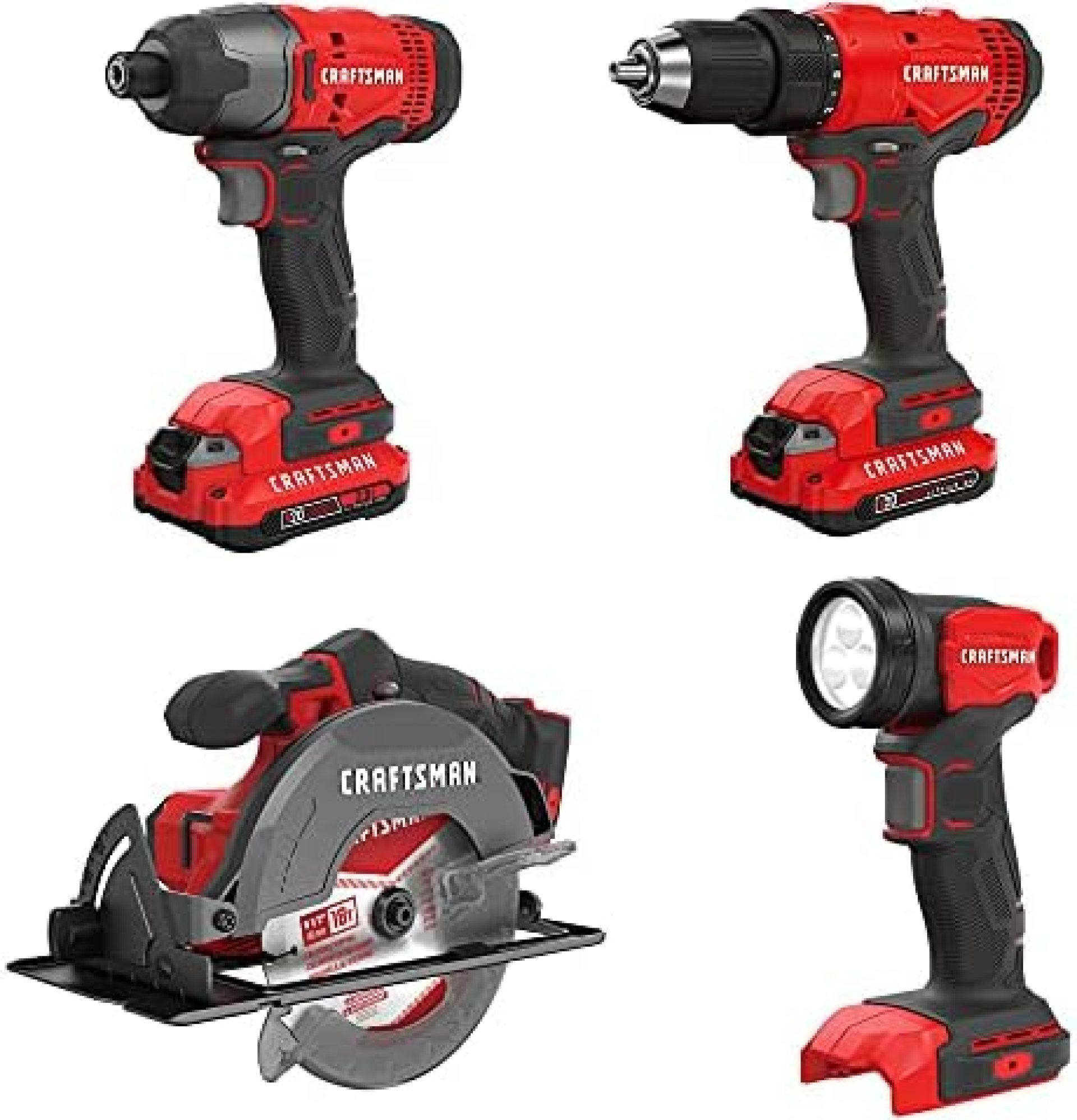 CRAFTSMAN V20 Cordless Drill Combo Kit, 4 Tool (CMCK401D2) CRAFTSMAN V20 Cordless Drill Combo Kit, 4 Tool (CMCK401D2)