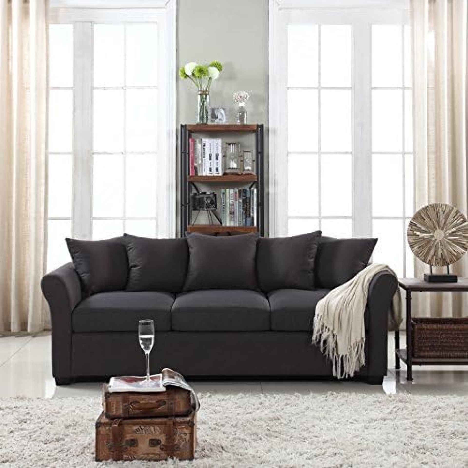 Divano Roma Furniture Classic Sofas, Dark Grey Divano Roma Furniture Classic Sofas, Dark Grey