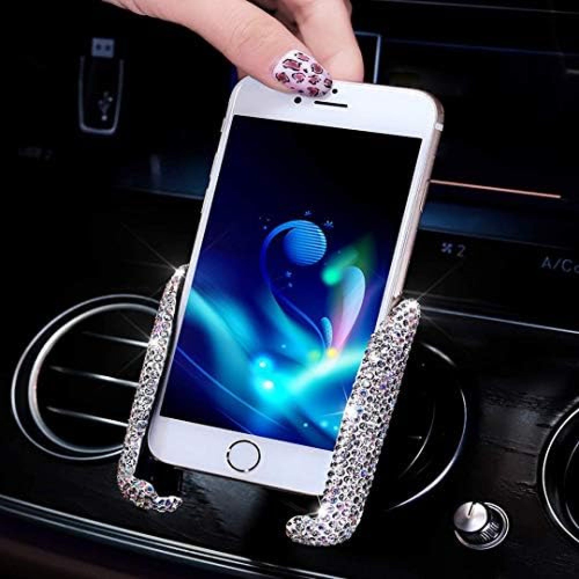 SUNCARACCL Bling Car Phone Holder Mini Car Dash Air Vent Automatic Phone Mount Universal 360°Adjustable Crystal Auto Car Stand Phone Holder Car Accessories for Women and Girls (White) SUNCARACCL Bling Car Phone Holder Mini Car Dash Air Vent Automatic Phone Mount Universal 360°Adjustable Crystal Auto Car Stand Phone Holder Car Accessories for Women and Girls (White)