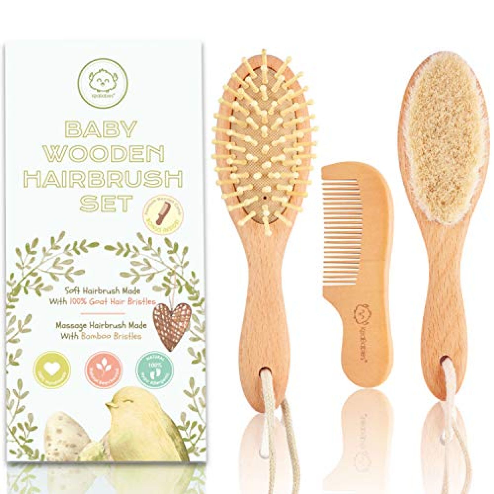 Baby Hair Brush and Comb Set for Newborn – Natural Wooden Hairbrush with Soft Goat Bristles for Cradle Cap – Perfect Scalp Grooming Product for Infant, Toddler, Kids – Baby Registry Baby Hair Brush and Comb Set for Newborn – Natural Wooden Hairbrush with Soft Goat Bristles for Cradle Cap – Perfect Scalp Grooming Product for Infant, Toddler, Kids – Baby Registry