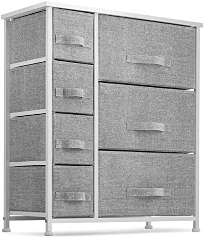 7 Drawers Dresser – Furniture Storage Tower Unit for Bedroom, Hallway, Closet, Office Organization – Steel Frame, Wood Top, Easy Pull Fabric Bins Gray/White 7 Drawers Dresser – Furniture Storage Tower Unit for Bedroom, Hallway, Closet, Office Organization – Steel Frame, Wood Top, Easy Pull Fabric Bins Gray/White