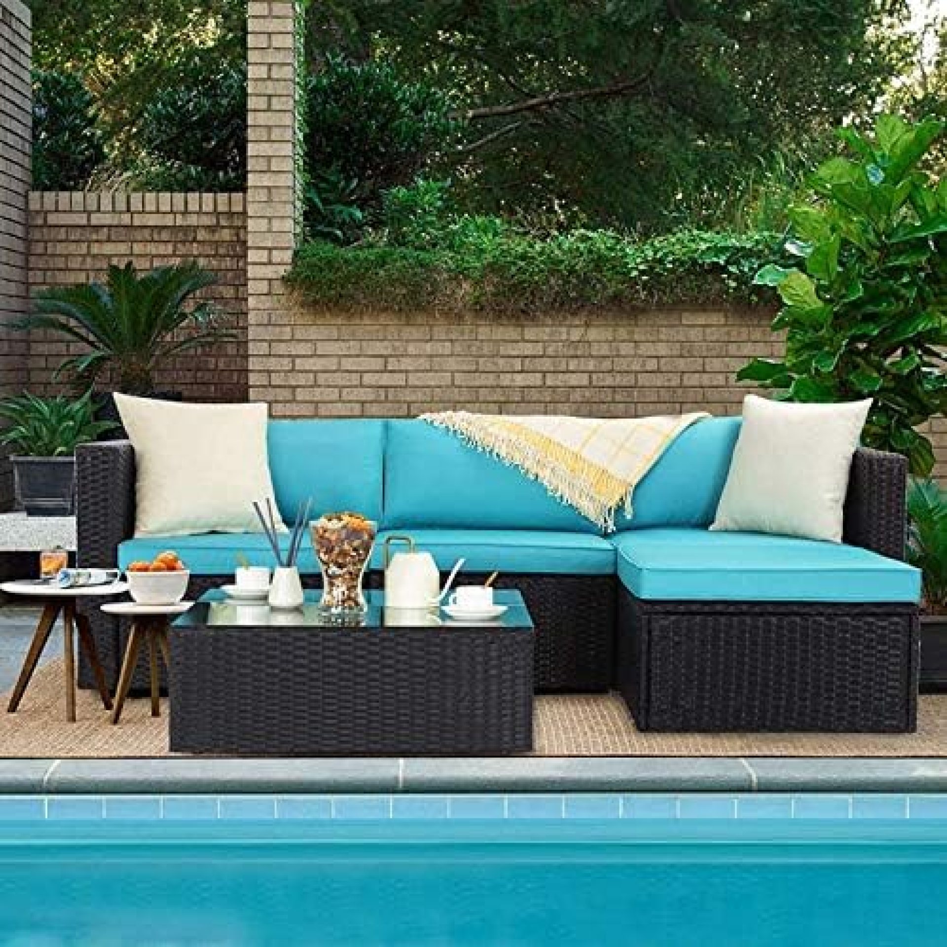 VITESSE 5 Pieces Outdoor Furniture Sets, Patio Sectional Furniture Sets, Outdoor sectional All Weather PE Rattan Wicker Lawn Conversation Sets, Garden Sofa Set with Coffee Table and Washable Cushion VITESSE 5 Pieces Outdoor Furniture Sets, Patio Sectional Furniture Sets, Outdoor sectional All Weather PE Rattan Wicker Lawn Conversation Sets, Garden Sofa Set with Coffee Table and Washable Cushion
