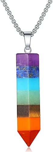 XIANNVXI Healing Crystal Stones Necklaces 7 Chakra Natural Reiki Spiritual Hexagonal Gemstone Pendant Necklace Quartz Jewelry for Women Men XIANNVXI Healing Crystal Stones Necklaces 7 Chakra Natural Reiki Spiritual Hexagonal Gemstone Pendant Necklace Quartz Jewelry for Women Men