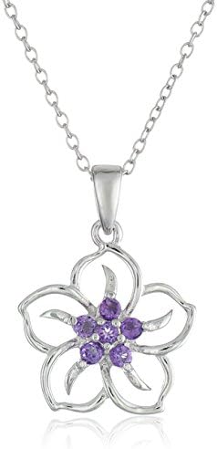 Sterling Silver Gemstone Flower Pendant Necklace Sterling Silver Gemstone Flower Pendant Necklace