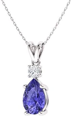 Diamondere Natural and Certified Pear Cut Gemstone and Diamond Drop Petite Necklace in 14k White Gold | 0.43 Carat Pendant with Chain Diamondere Natural and Certified Pear Cut Gemstone and Diamond Drop Petite Necklace in 14k White Gold | 0.43 Carat Pendant with Chain