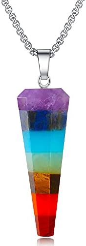 XIANNVXI 7 Chakra Healing Crystal Stones Necklaces Natural Reiki Spiritual Hexagonal Gemstone Pendant Necklace 6 Facet Quartz Jewelry for Women XIANNVXI 7 Chakra Healing Crystal Stones Necklaces Natural Reiki Spiritual Hexagonal Gemstone Pendant Necklace 6 Facet Quartz Jewelry for Women