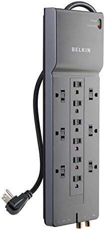 Belkin Power Strip Surge Protector – 12 AC Multiple Outlets & 8 ft Long Flat Plug Heavy Duty Extension Cord for Home, Office, Travel, Computer Desktop, Laptop & Phone Charging Brick (3,940 Joules) Belkin Power Strip Surge Protector – 12 AC Multiple Outlets & 8 ft Long Flat Plug Heavy Duty Extension Cord for Home, Office, Travel, Computer Desktop, Laptop & Phone Charging Brick (3,940 Joules)