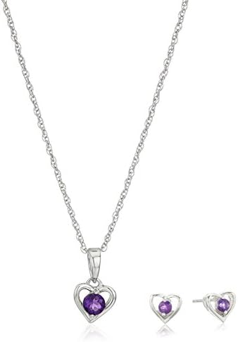Girls’ Petite Sterling Silver Birthstone Open Heart Stud Earrings and 16″ Pendant Necklace Jewelry Set Girls’ Petite Sterling Silver Birthstone Open Heart Stud Earrings and 16″ Pendant Necklace Jewelry Set